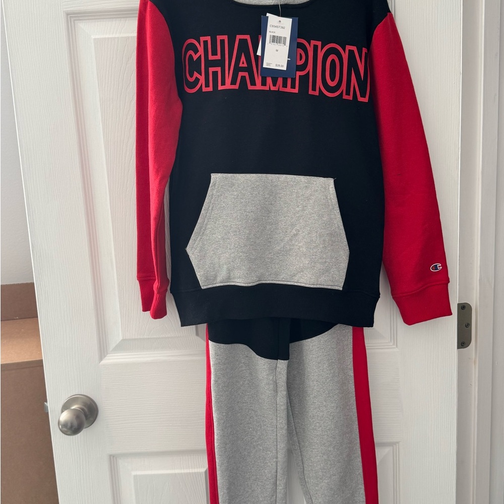 Champion Kids Black, Red, and Gray Joggers